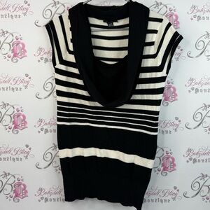 Majora T-shirt knit Elegant Black and White Striped Women's Cowl Neck Sweater